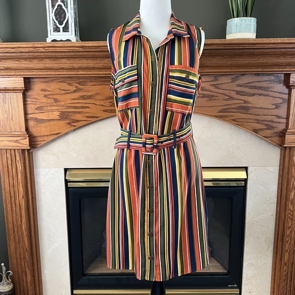 Ophelia Roe Two Piece Midi Striped‎ Dress Sz. S NWOT - Picture 7 of 16
